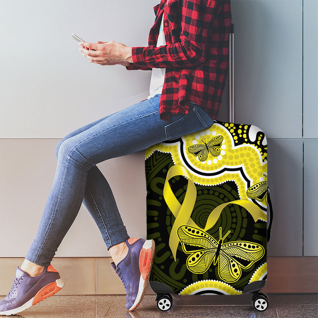 Yellow Ribbon Sarcoma Support Luggage Cover Aboriginal Art