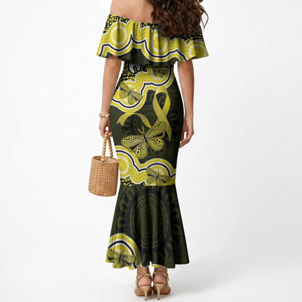 Yellow Ribbon Sarcoma Support Mermaid Dress Aboriginal Art