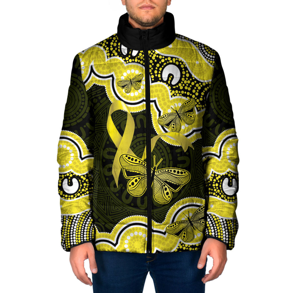 Yellow Ribbon Sarcoma Support Padded Jacket Aboriginal Art