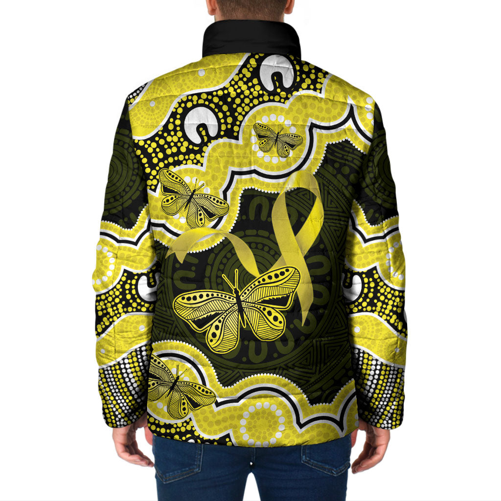 Yellow Ribbon Sarcoma Support Padded Jacket Aboriginal Art