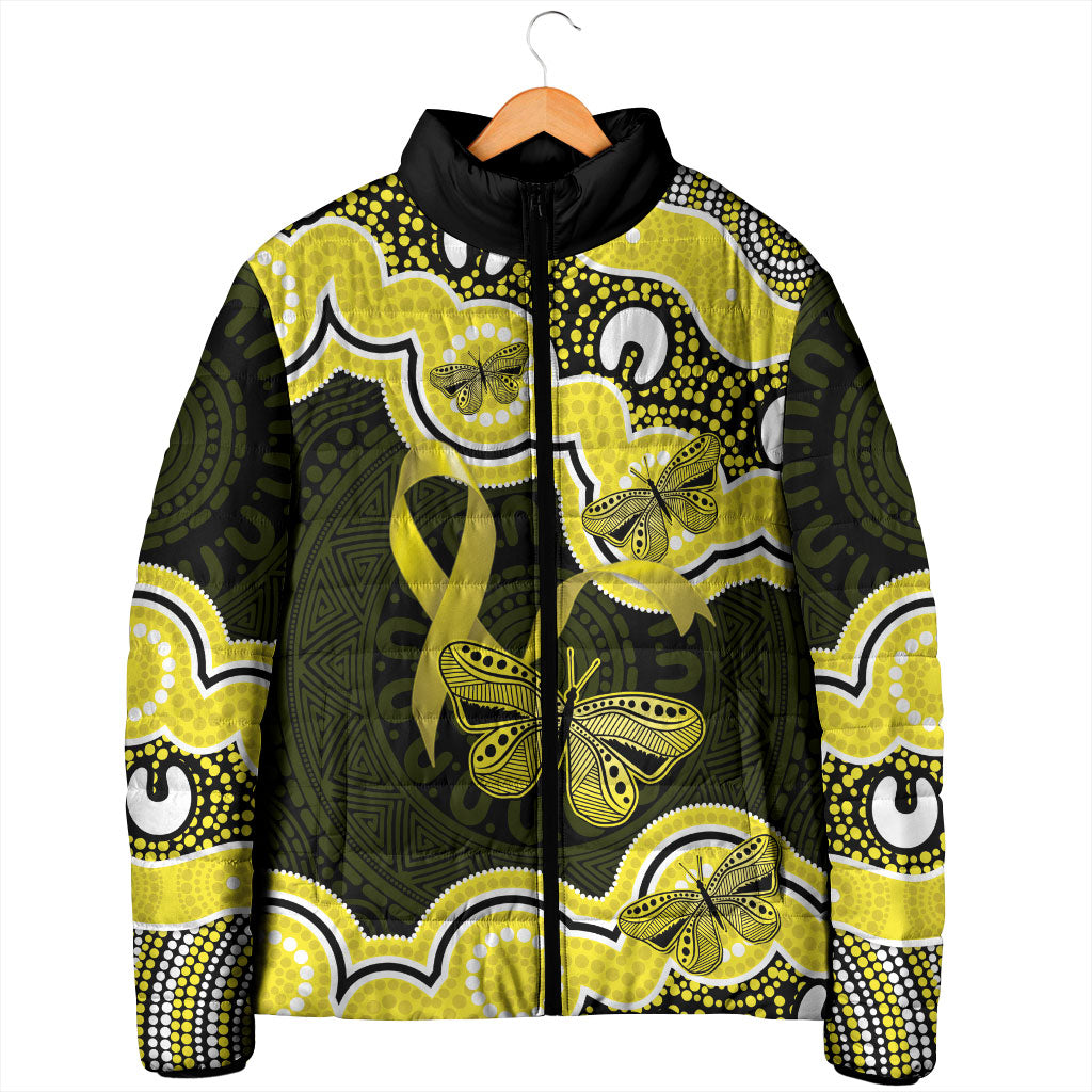 Yellow Ribbon Sarcoma Support Padded Jacket Aboriginal Art