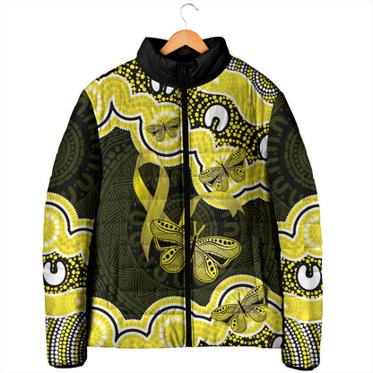 Yellow Ribbon Sarcoma Support Padded Jacket Aboriginal Art