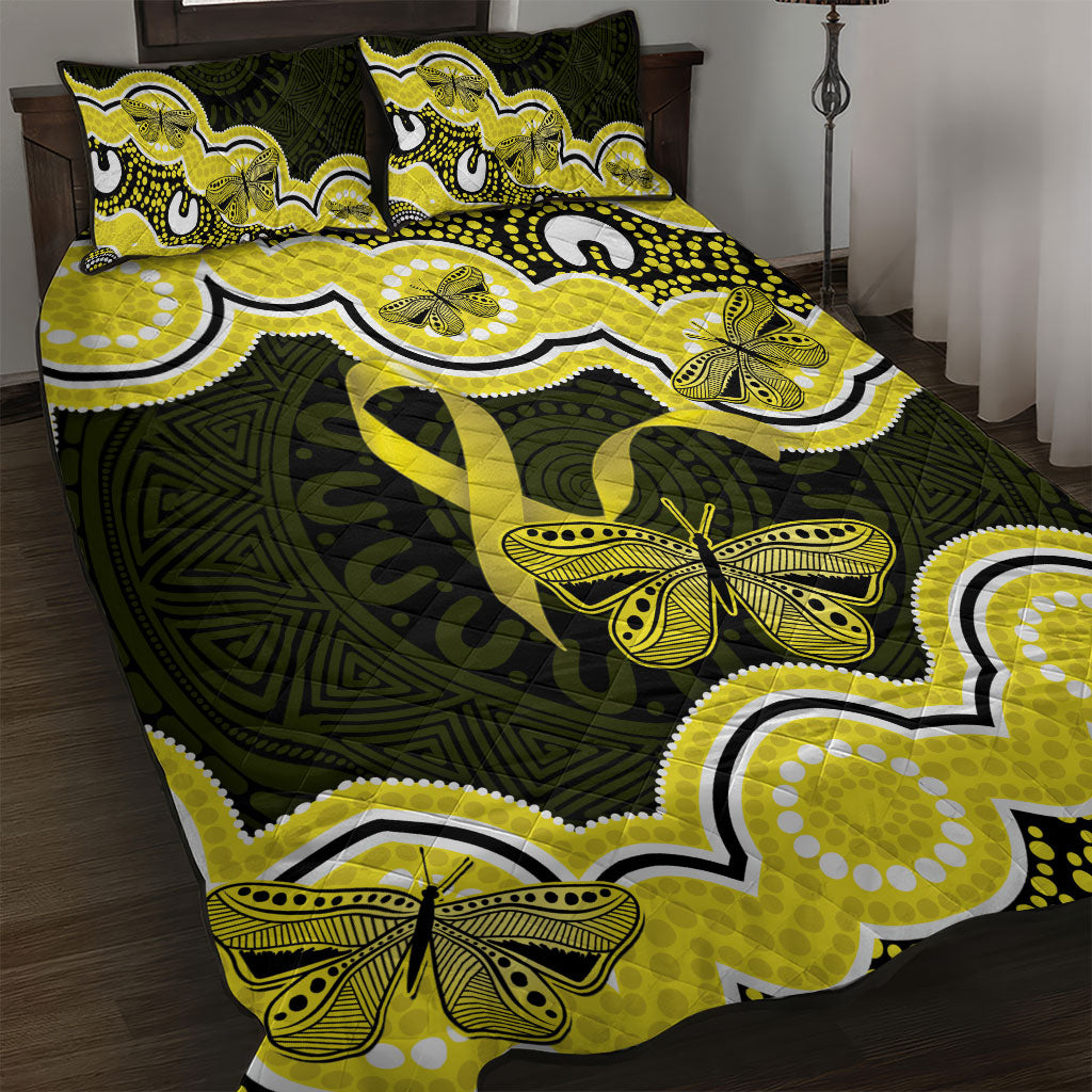 Yellow Ribbon Sarcoma Support Quilt Bed Set Aboriginal Art