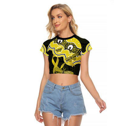 Yellow Ribbon Sarcoma Support Raglan Cropped T Shirt Aboriginal Art