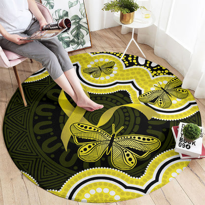 Yellow Ribbon Sarcoma Support Round Carpet Aboriginal Art