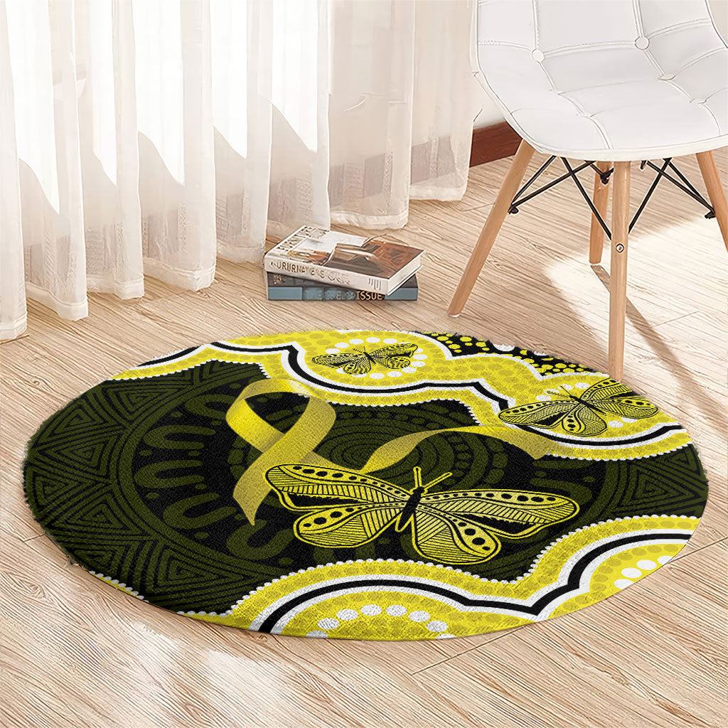 Yellow Ribbon Sarcoma Support Round Carpet Aboriginal Art