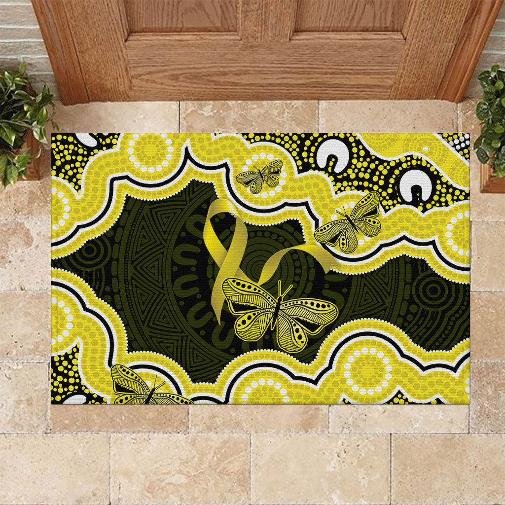 Yellow Ribbon Sarcoma Support Rubber Doormat Aboriginal Art
