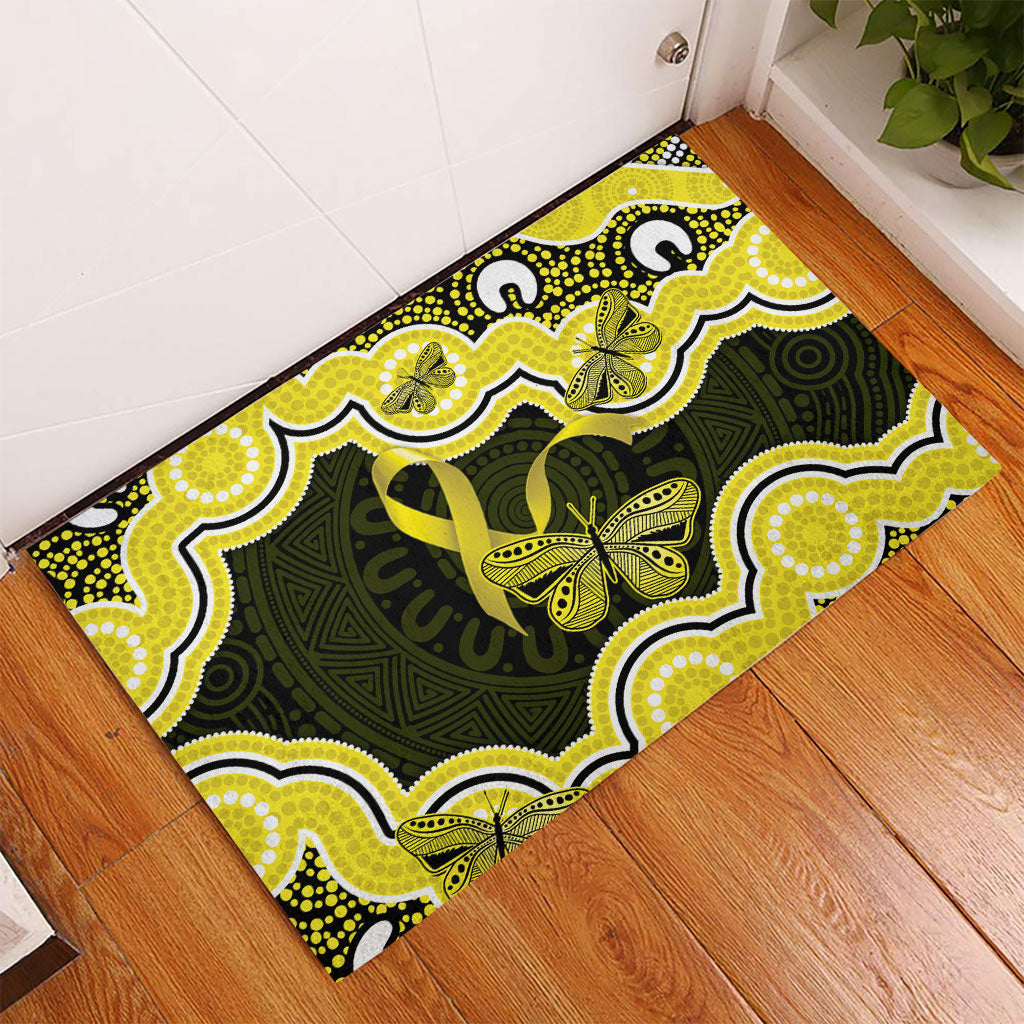 Yellow Ribbon Sarcoma Support Rubber Doormat Aboriginal Art