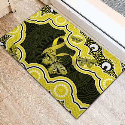 Yellow Ribbon Sarcoma Support Rubber Doormat Aboriginal Art