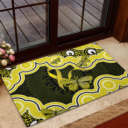 Yellow Ribbon Sarcoma Support Rubber Doormat Aboriginal Art