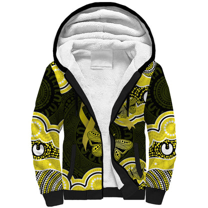 Yellow Ribbon Sarcoma Support Sherpa Hoodie Aboriginal Art