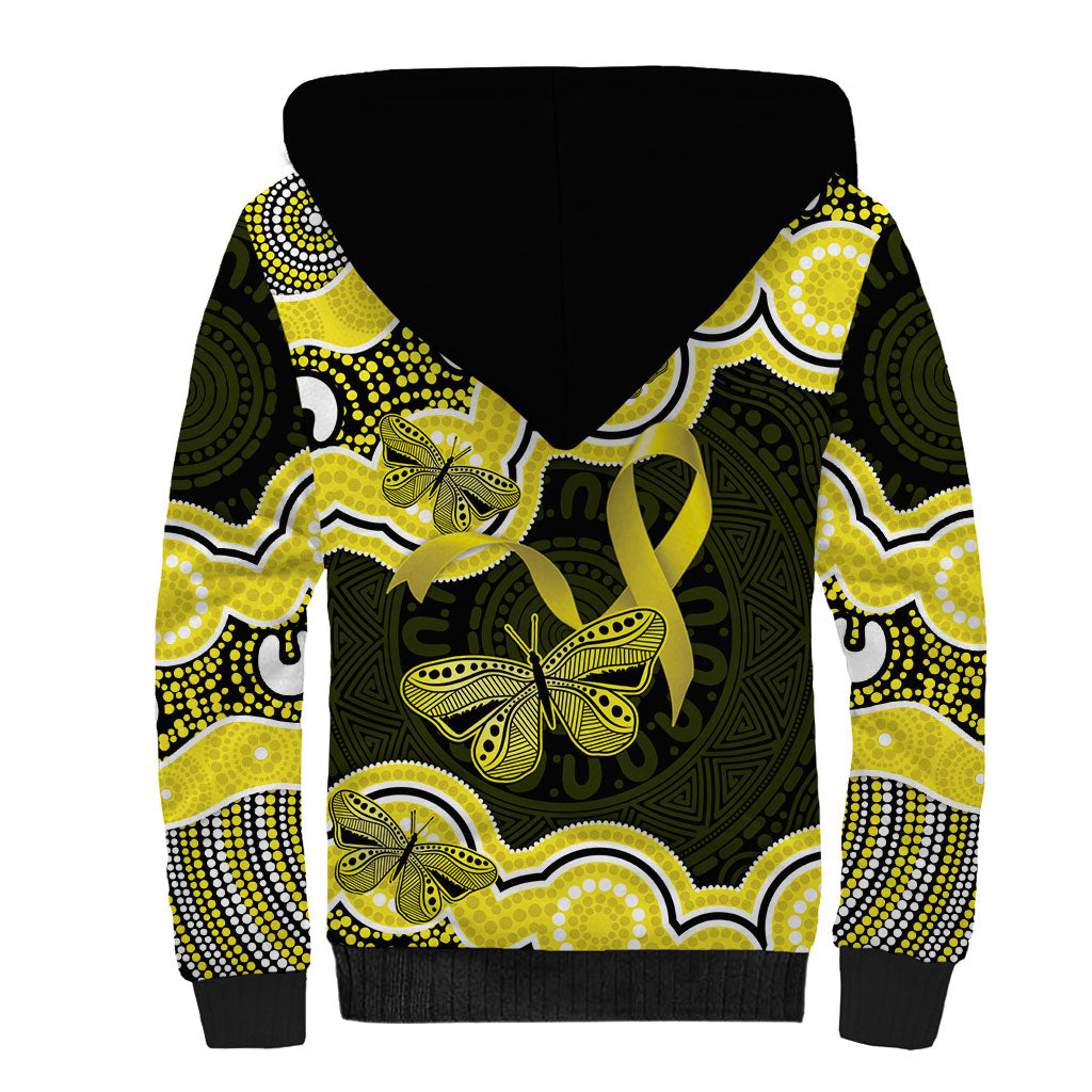 Yellow Ribbon Sarcoma Support Sherpa Hoodie Aboriginal Art