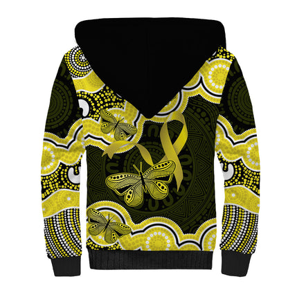 Yellow Ribbon Sarcoma Support Sherpa Hoodie Aboriginal Art