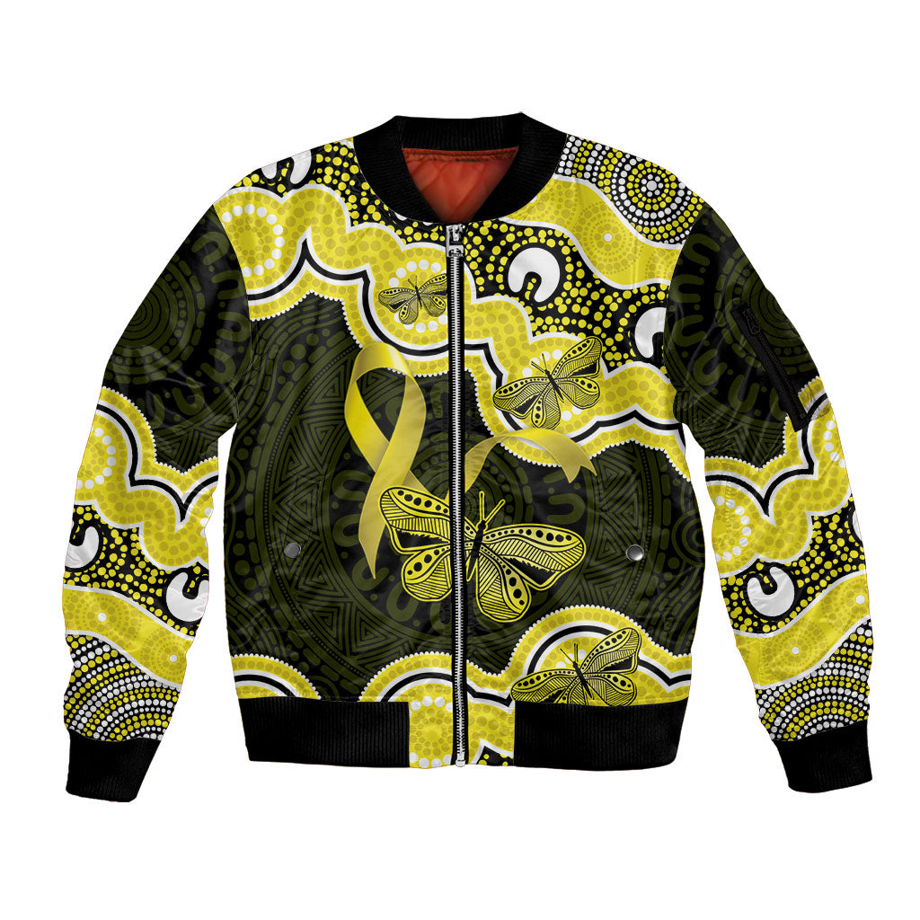 Yellow Ribbon Sarcoma Support Sleeve Zip Bomber Jacket Aboriginal Art