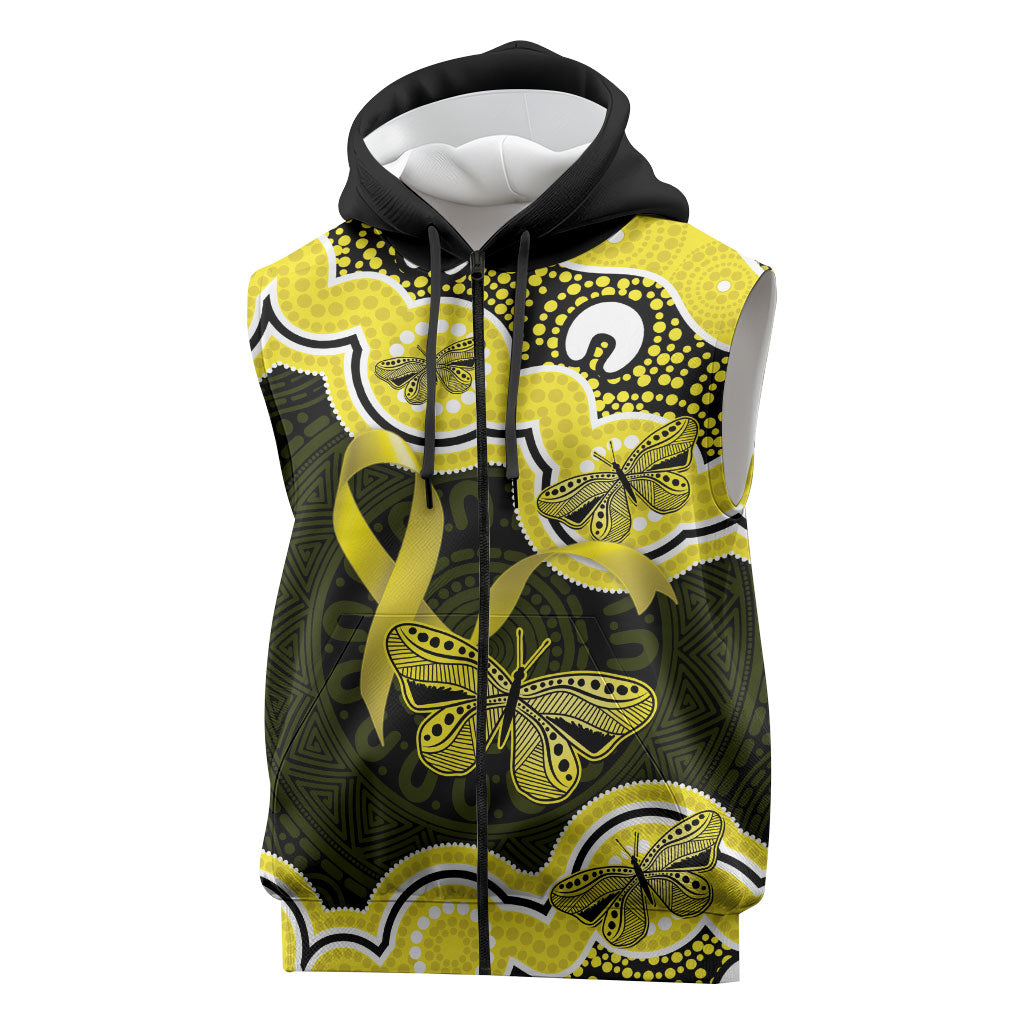Yellow Ribbon Sarcoma Support Sleeveless Zip Hoodie Aboriginal Art