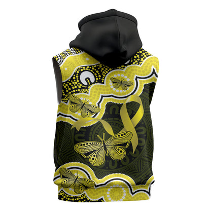 Yellow Ribbon Sarcoma Support Sleeveless Zip Hoodie Aboriginal Art