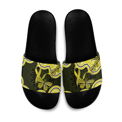 Yellow Ribbon Sarcoma Support Slide Sandals Aboriginal Art