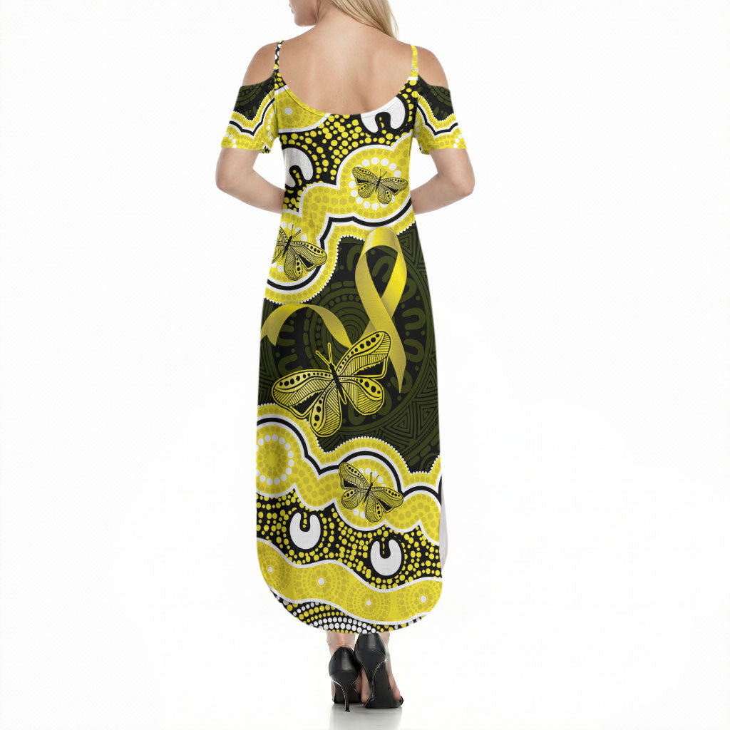 Yellow Ribbon Sarcoma Support Summer Maxi Dress Aboriginal Art