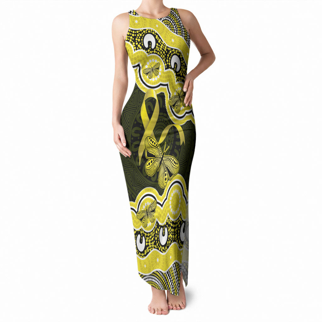 Yellow Ribbon Sarcoma Support Tank Maxi Dress Aboriginal Art