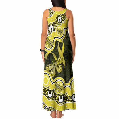 Yellow Ribbon Sarcoma Support Tank Maxi Dress Aboriginal Art
