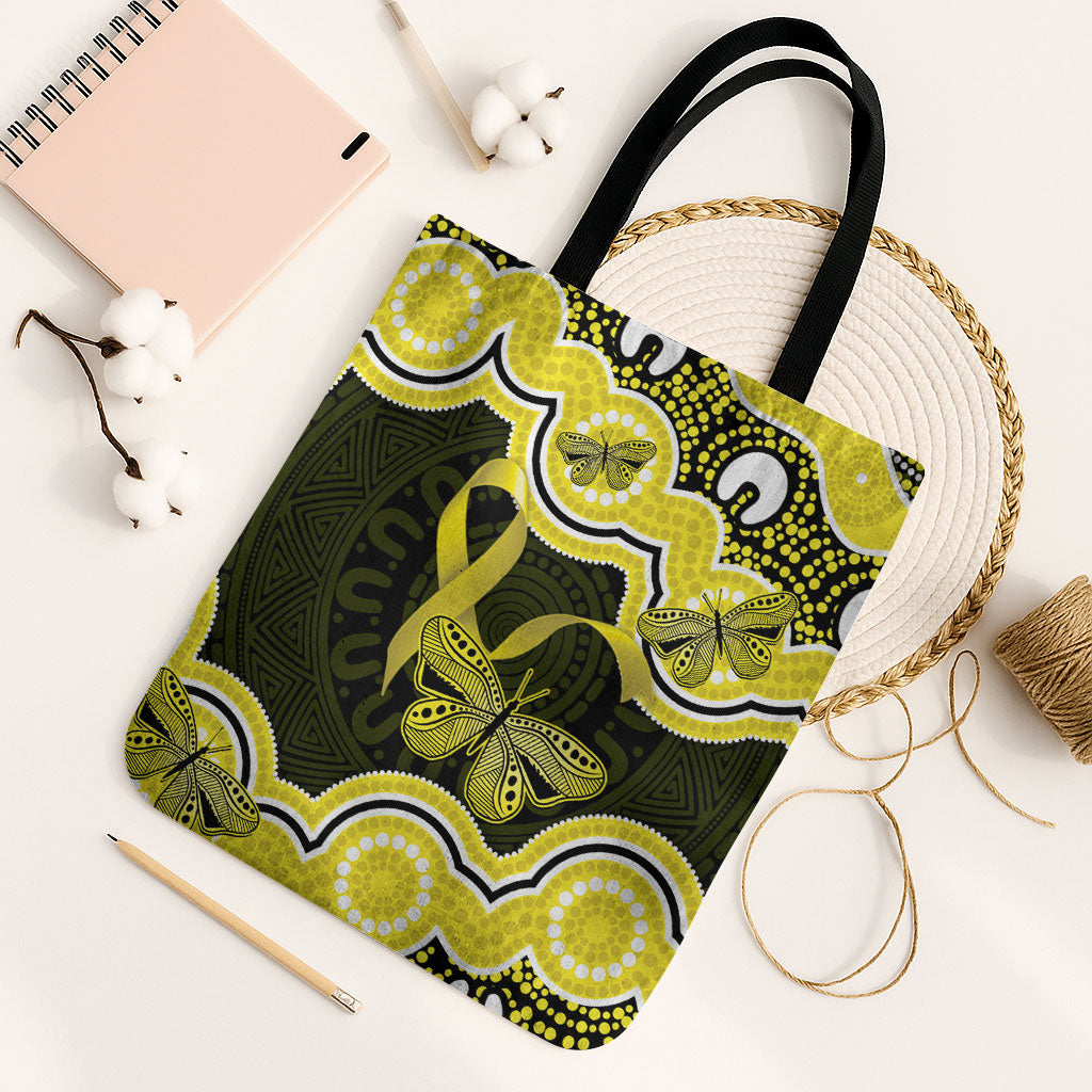 Yellow Ribbon Sarcoma Support Tote Bag Aboriginal Art