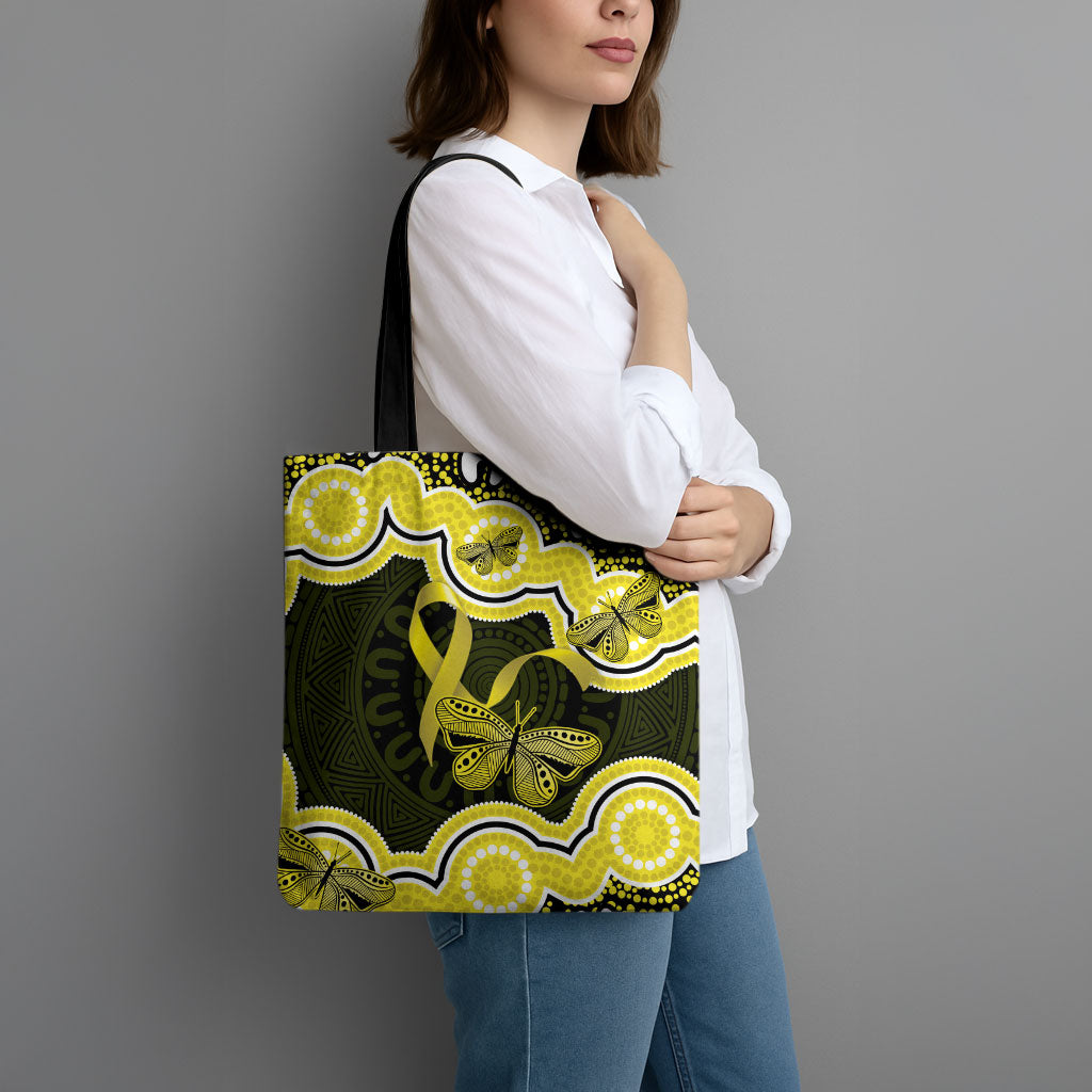 Yellow Ribbon Sarcoma Support Tote Bag Aboriginal Art