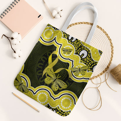 Yellow Ribbon Sarcoma Support Tote Bag Aboriginal Art