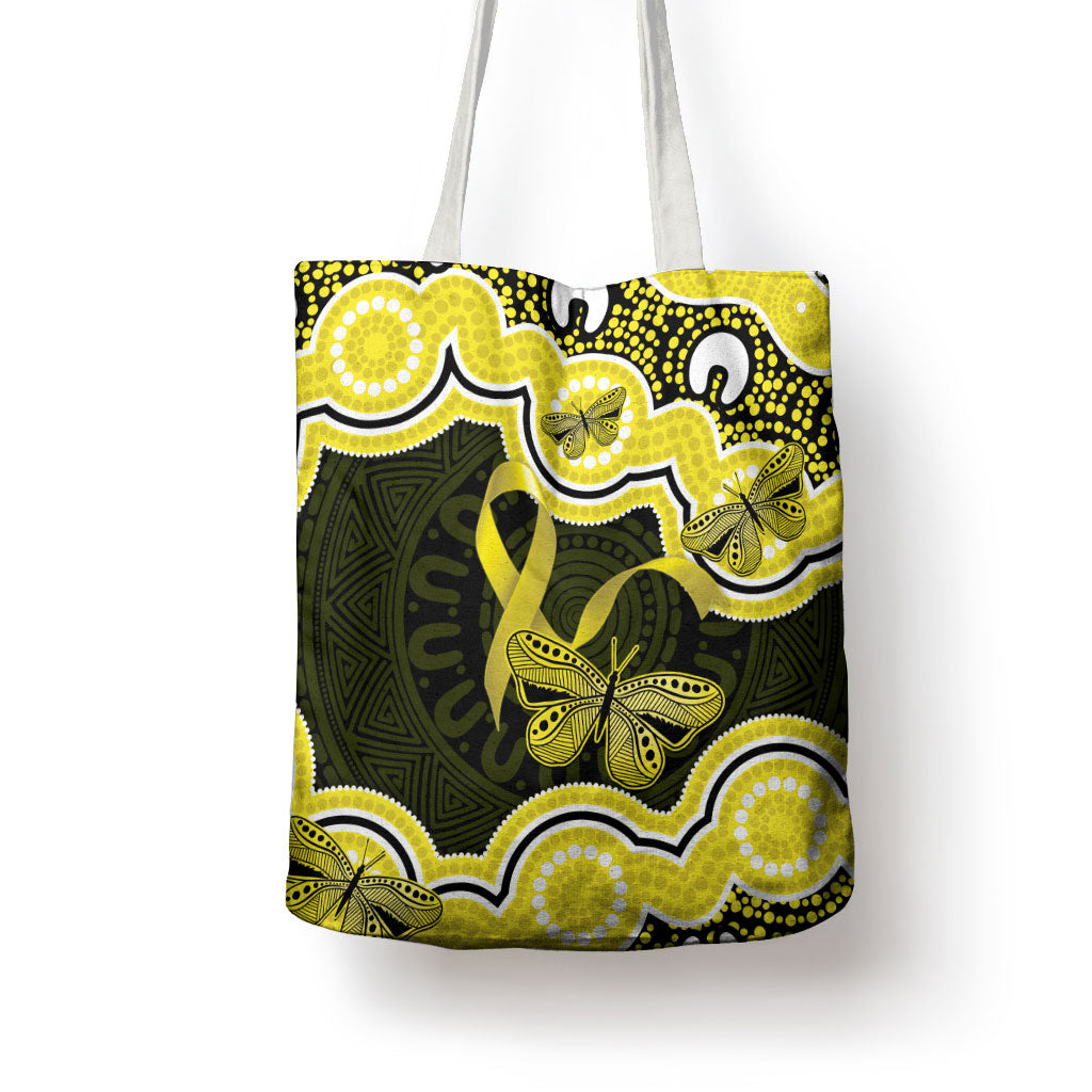 Yellow Ribbon Sarcoma Support Tote Bag Aboriginal Art