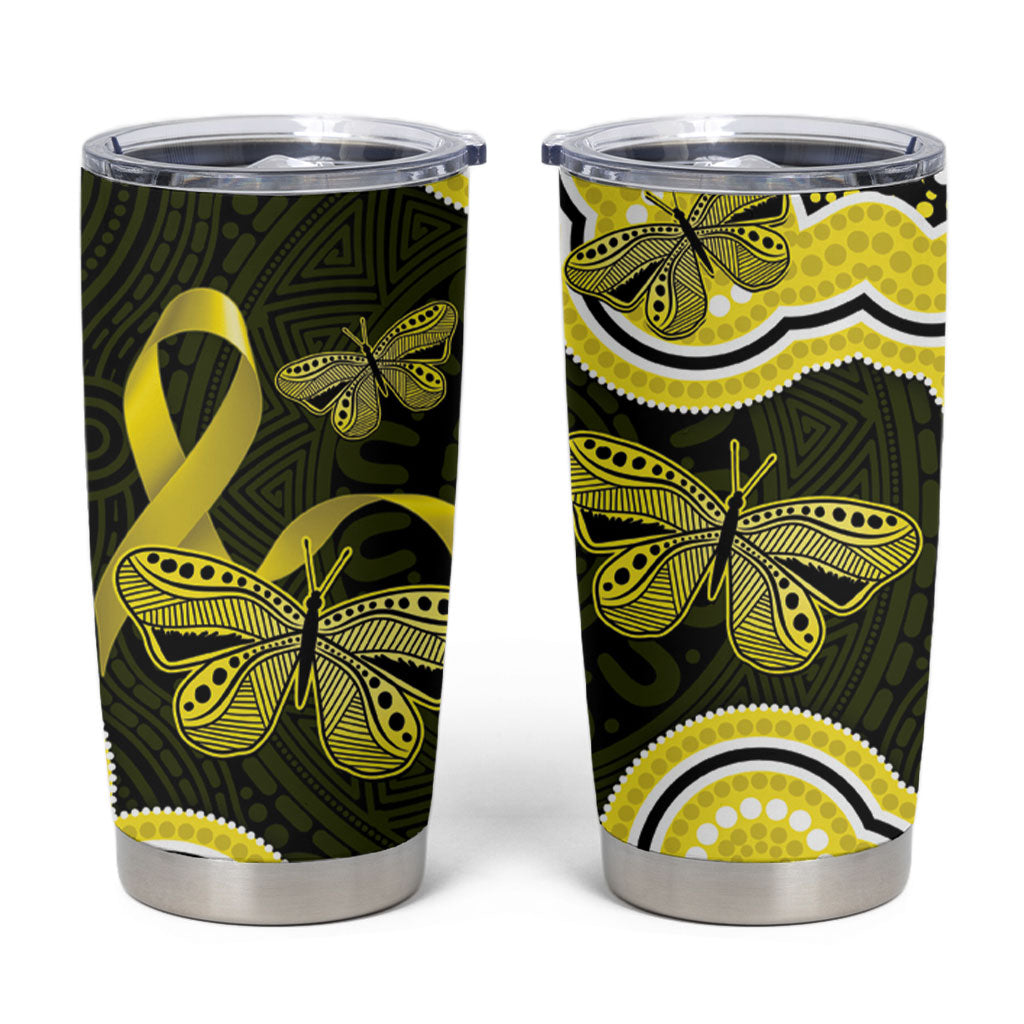 Yellow Ribbon Sarcoma Support Tumbler Cup Aboriginal Art
