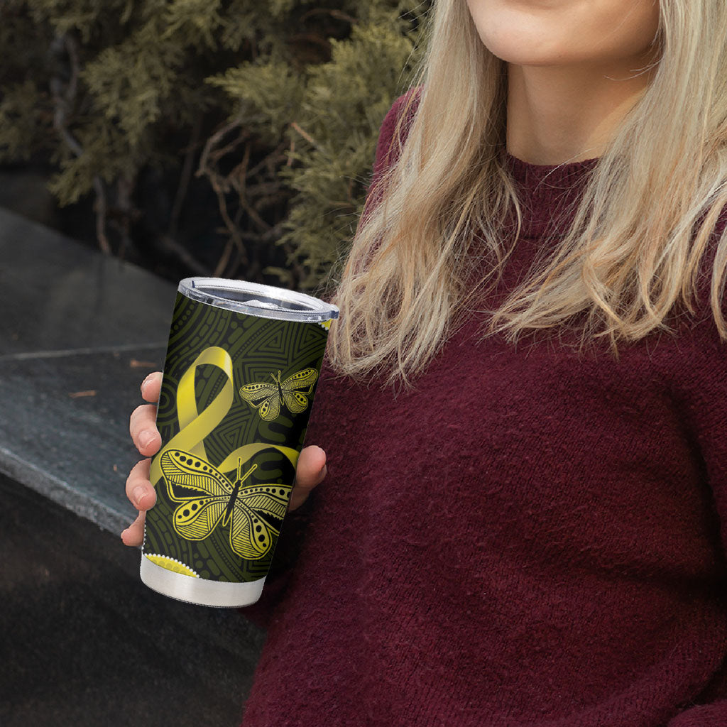 Yellow Ribbon Sarcoma Support Tumbler Cup Aboriginal Art