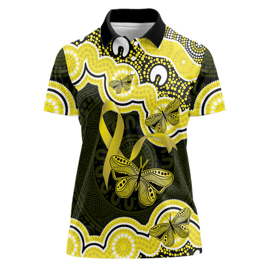 Yellow Ribbon Sarcoma Support Women Polo Shirt Aboriginal Art