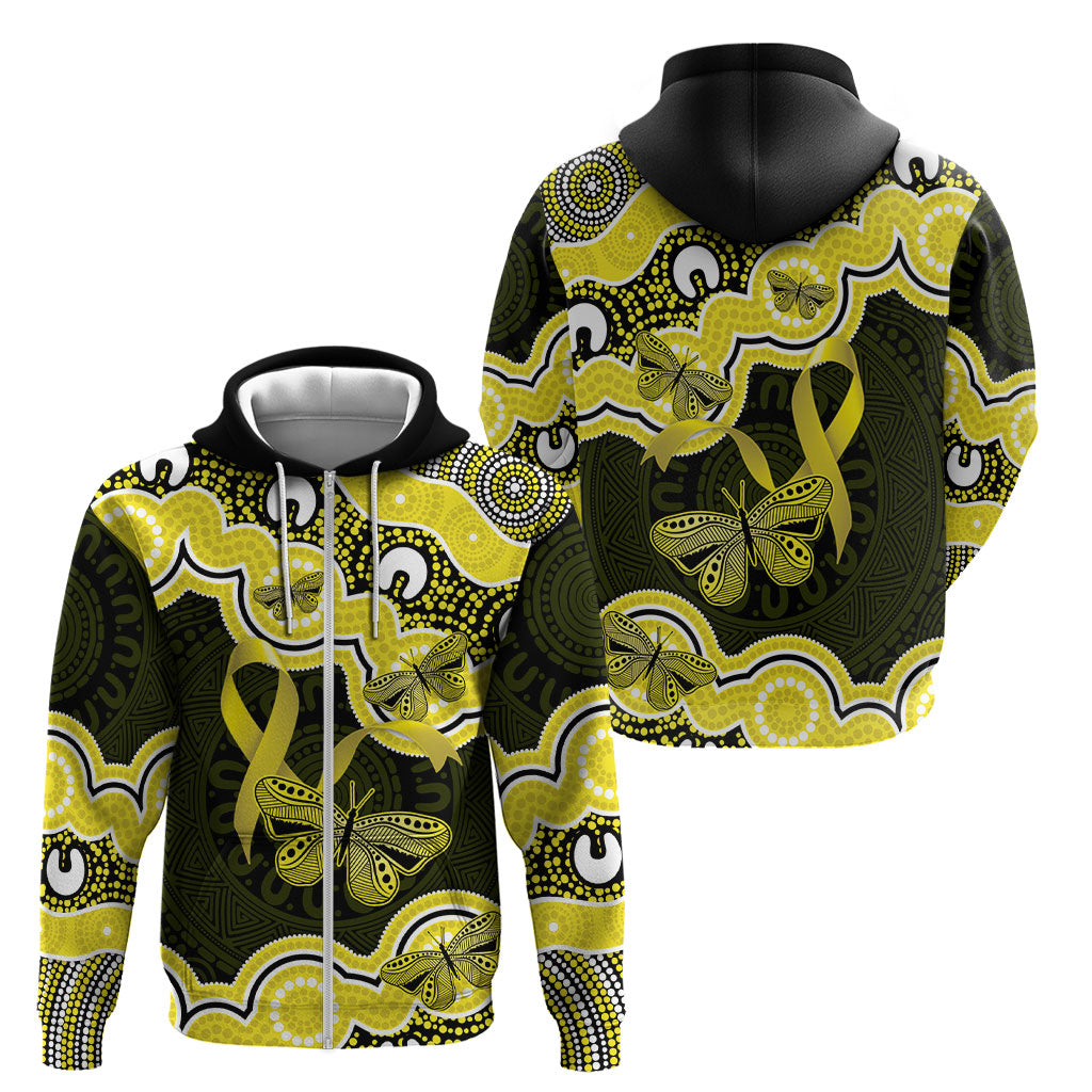 Yellow Ribbon Sarcoma Support Zip Hoodie Aboriginal Art