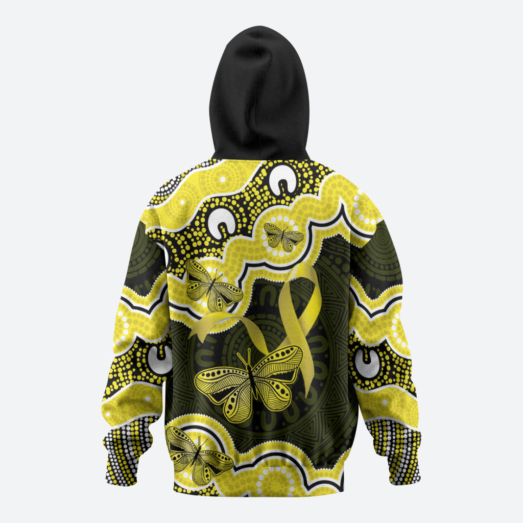 Yellow Ribbon Sarcoma Support Zip Hoodie Aboriginal Art