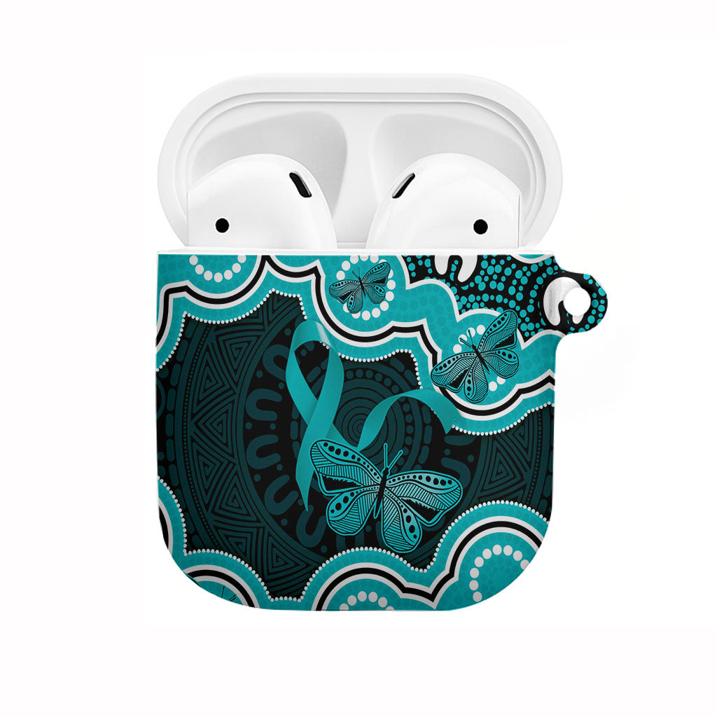 Cyan Ribbon PTSD Support AirPods Case Aboriginal Art