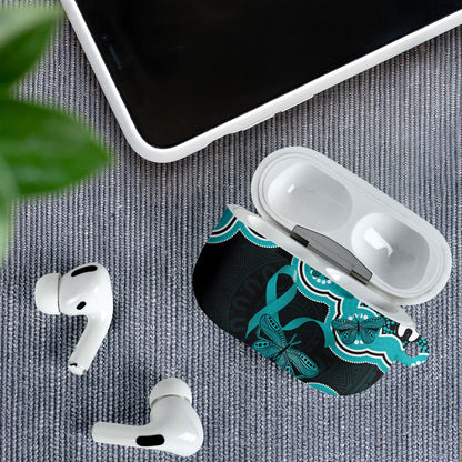 Cyan Ribbon PTSD Support AirPods Case Aboriginal Art