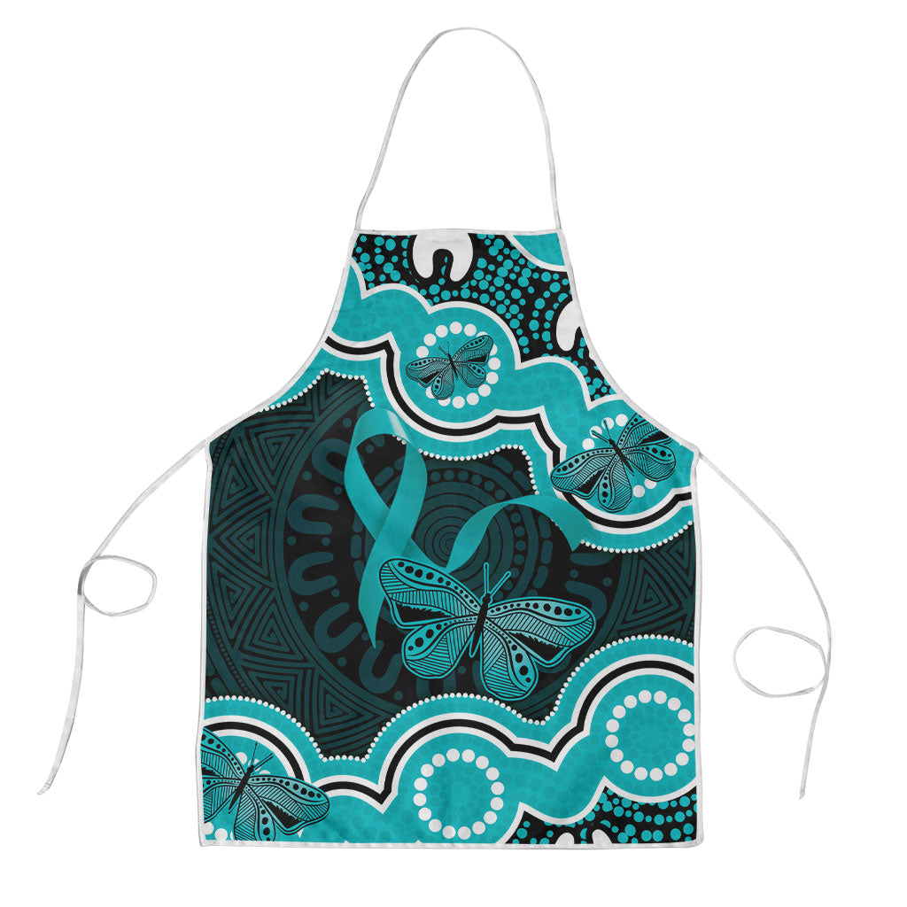 Cyan Ribbon PTSD Support Apron Aboriginal Art