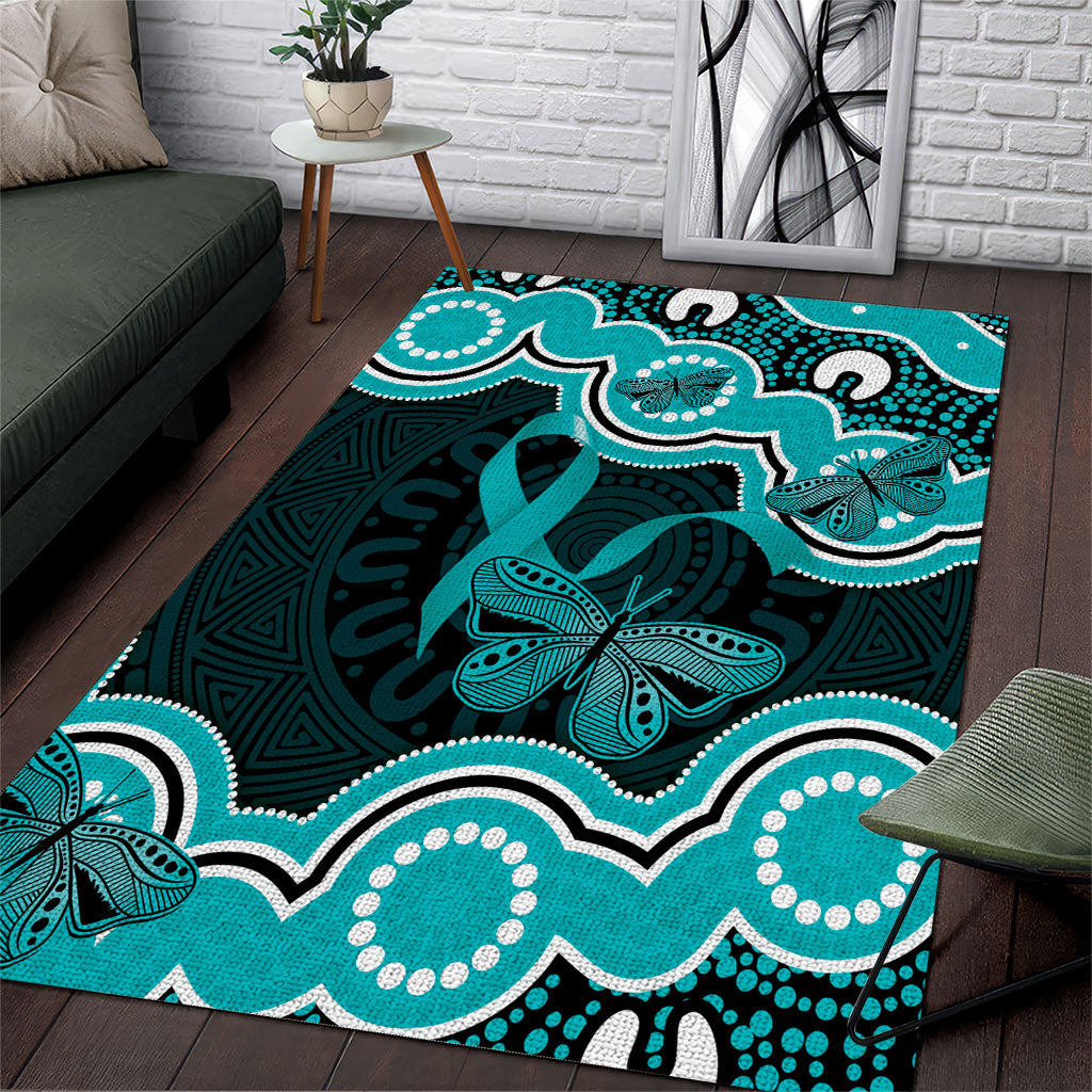 Cyan Ribbon PTSD Support Area Rug Aboriginal Art