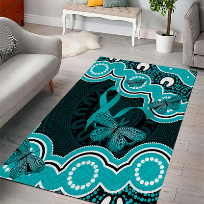 Cyan Ribbon PTSD Support Area Rug Aboriginal Art