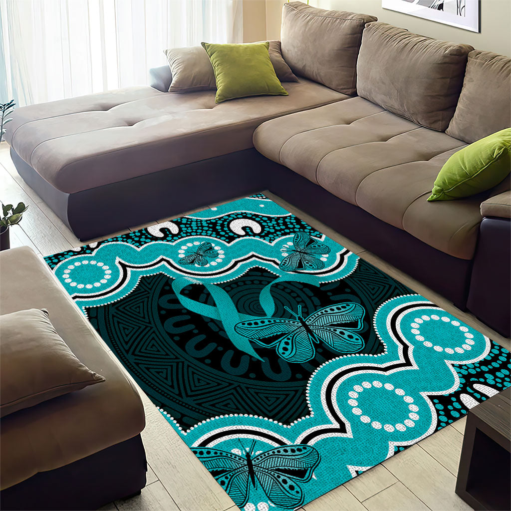 Cyan Ribbon PTSD Support Area Rug Aboriginal Art