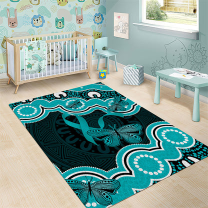 Cyan Ribbon PTSD Support Area Rug Aboriginal Art