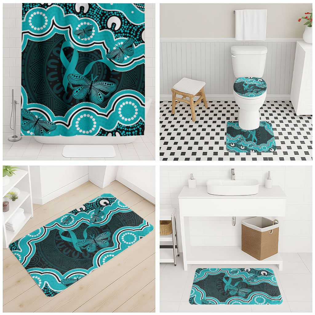 Cyan Ribbon PTSD Support Bathroom Set Aboriginal Art