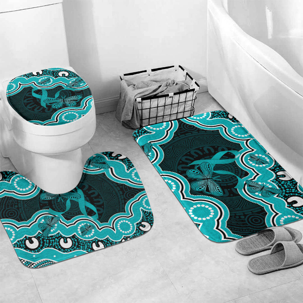 Cyan Ribbon PTSD Support Bathroom Set Aboriginal Art