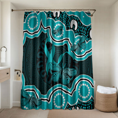 Cyan Ribbon PTSD Support Bathroom Set Aboriginal Art