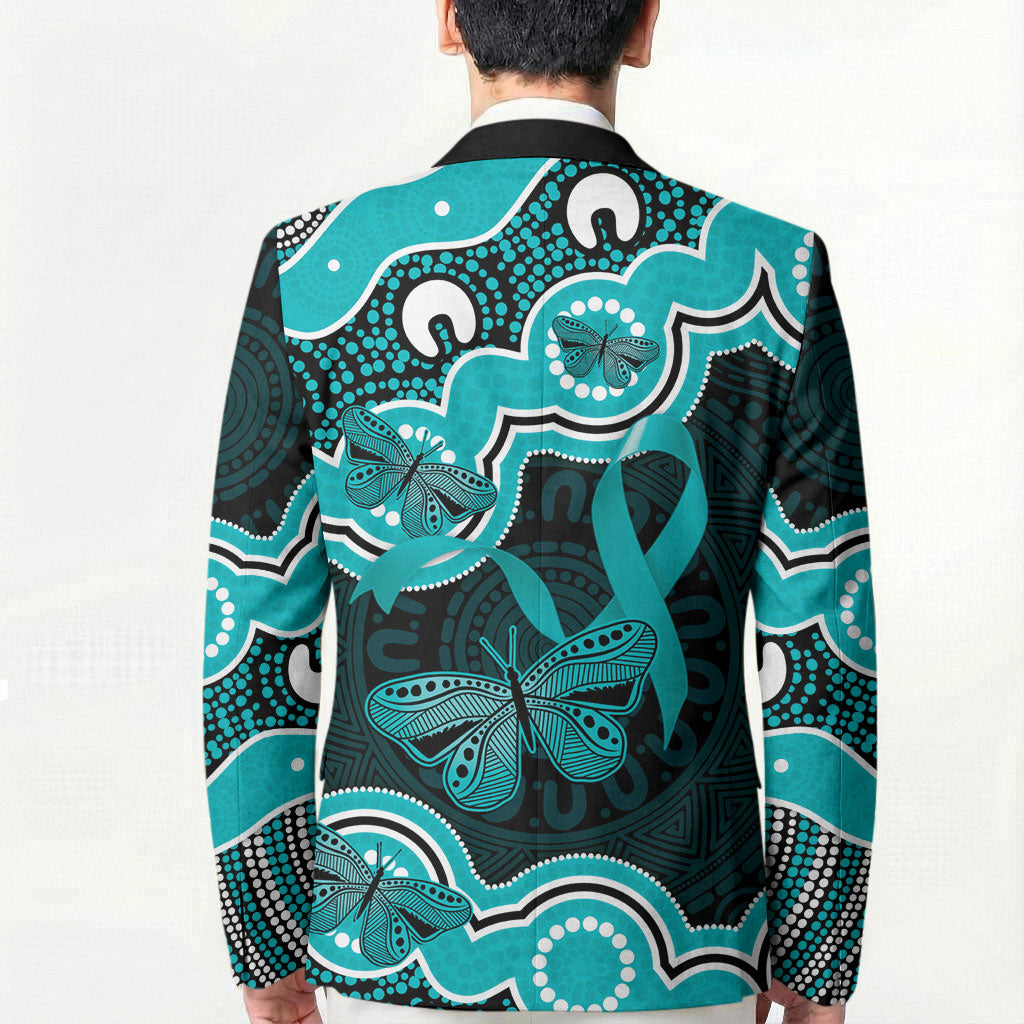 Cyan Ribbon PTSD Support Blazer Aboriginal Art