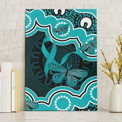 Cyan Ribbon PTSD Support Canvas Wall Art Aboriginal Art