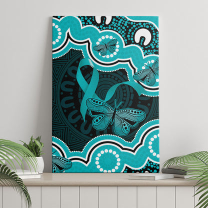 Cyan Ribbon PTSD Support Canvas Wall Art Aboriginal Art