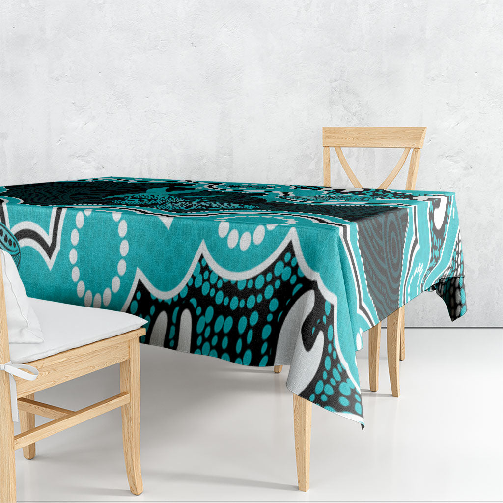 Cyan Ribbon PTSD Support Tablecloth Aboriginal Art