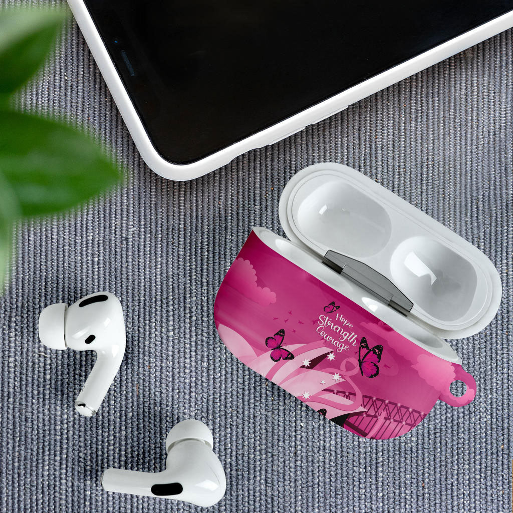 Australia Breast Cancer Support AirPods Case Sydney Opera House Butterfly Pink Ribbon