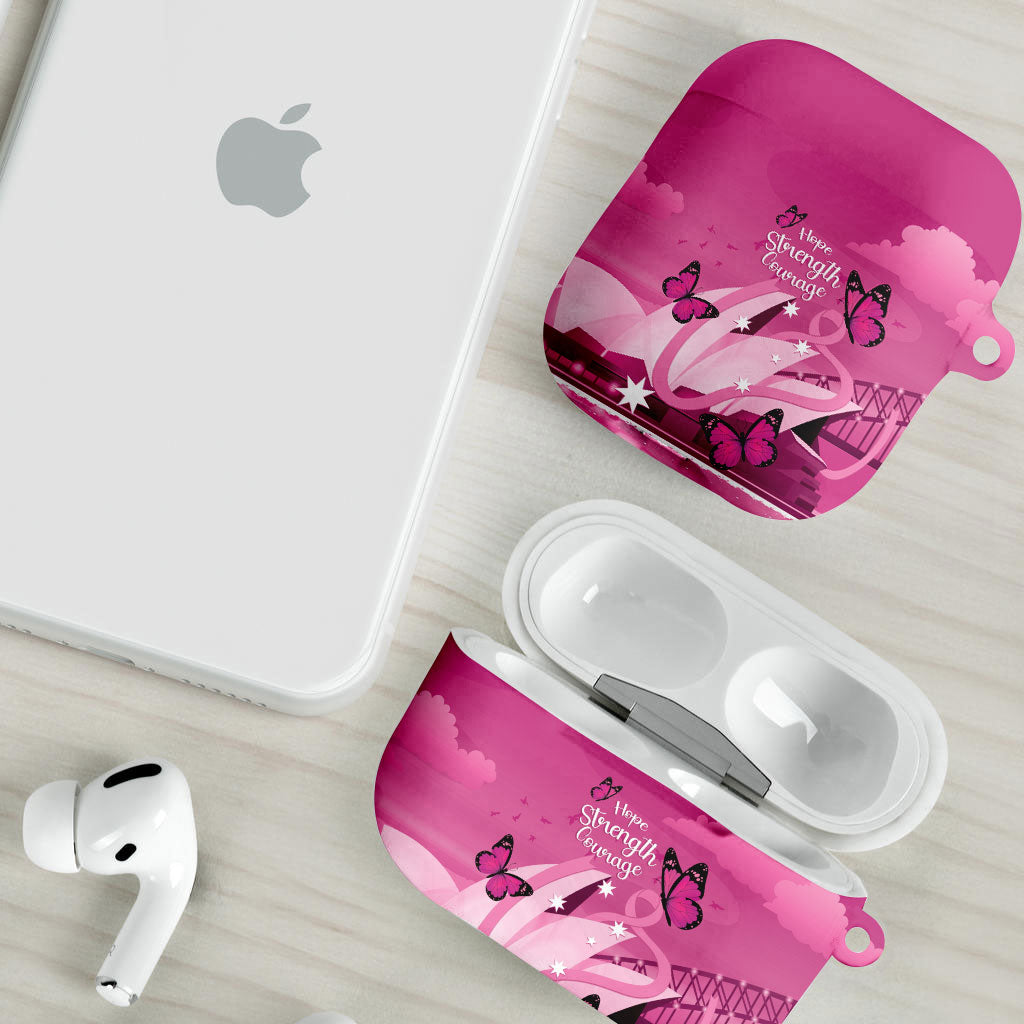 Australia Breast Cancer Support AirPods Case Sydney Opera House Butterfly Pink Ribbon