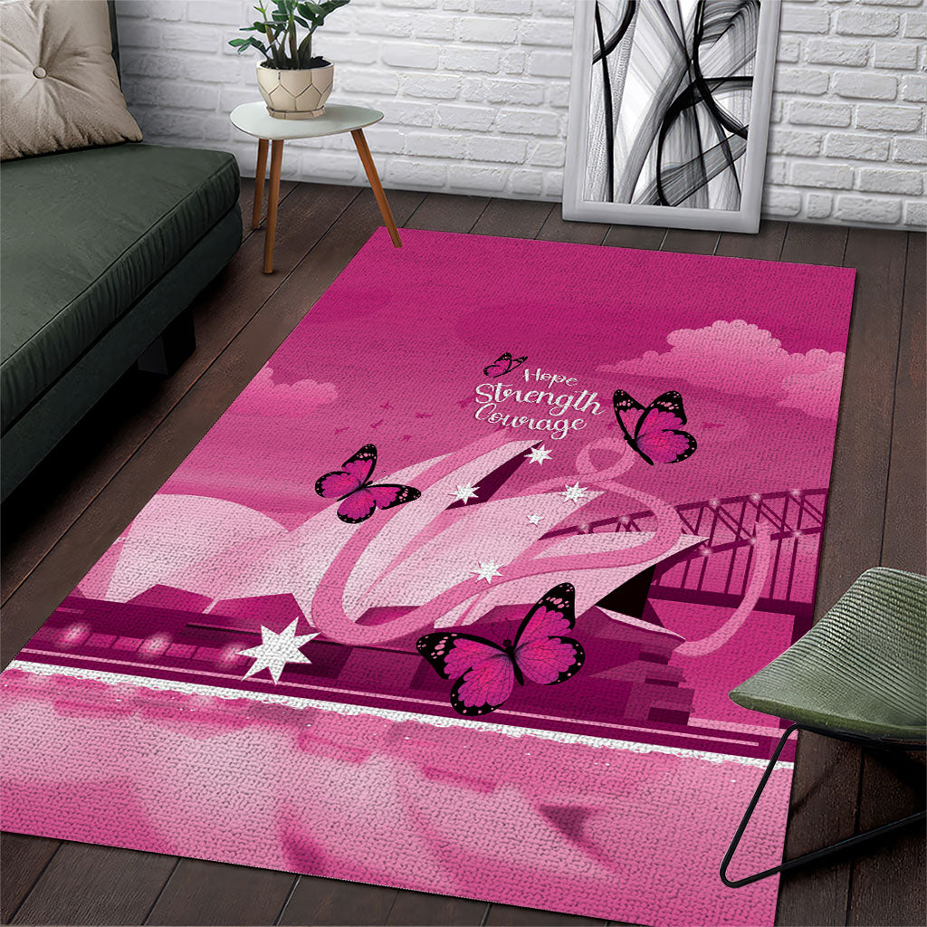 Australia Breast Cancer Support Area Rug Sydney Opera House Butterfly Pink Ribbon